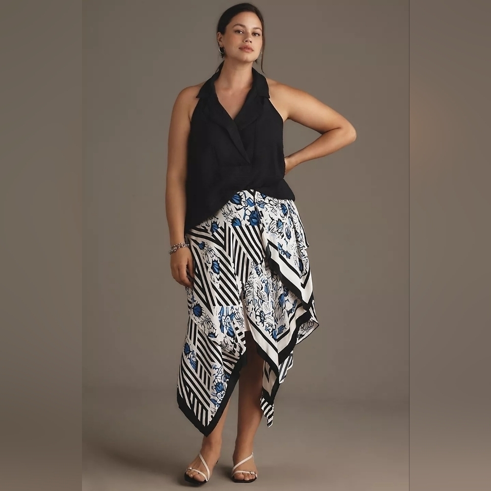 Nwt Maeve Silky Asymmetrical Midi Skirt, Size Xl